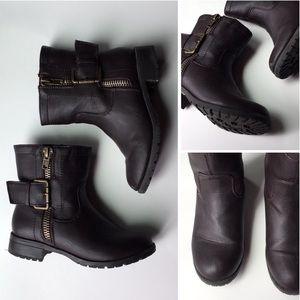 Brown Zippered Booties